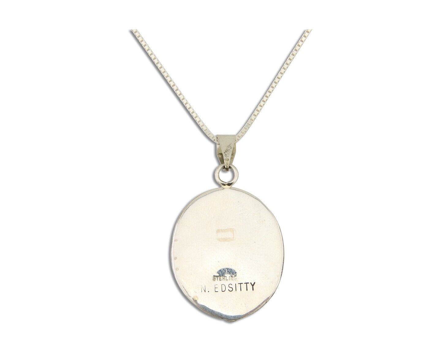 Navajo Necklace 925 Silver Onyx Native Artist Signed Nancy Edtissy C.80's