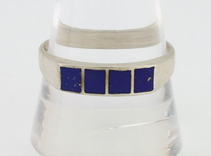 Navajo Handmade Ring 925 Silver Natural Lapis Lazuli Artist Signed SC C.80's