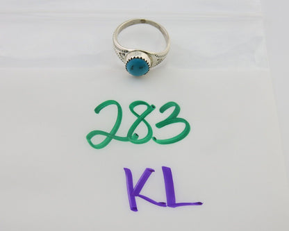 Navajo Ring 925 Silver Natural Blue Turquoise Native Artist C.80's