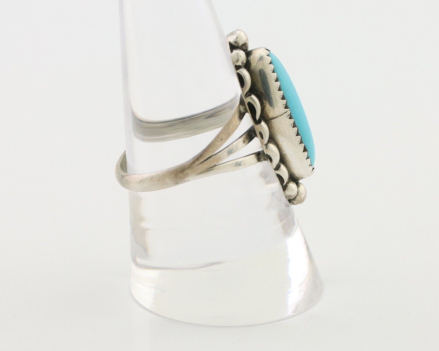 Navajo Ring 925 Silver Kingman Turquoise Artist Signed SC Size 9.0 C.80's