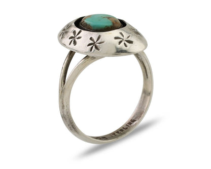Navajo Ring 925 Silver Kingman Turquoise Native American Artist C.80's