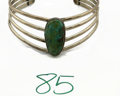 Navajo Handmade 4 Row .925 Silver Natural Turquoise Cuff Bracelet