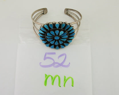 Navajo Bracelet 925 Silver Blue Turquoise Native American Artist C.80's