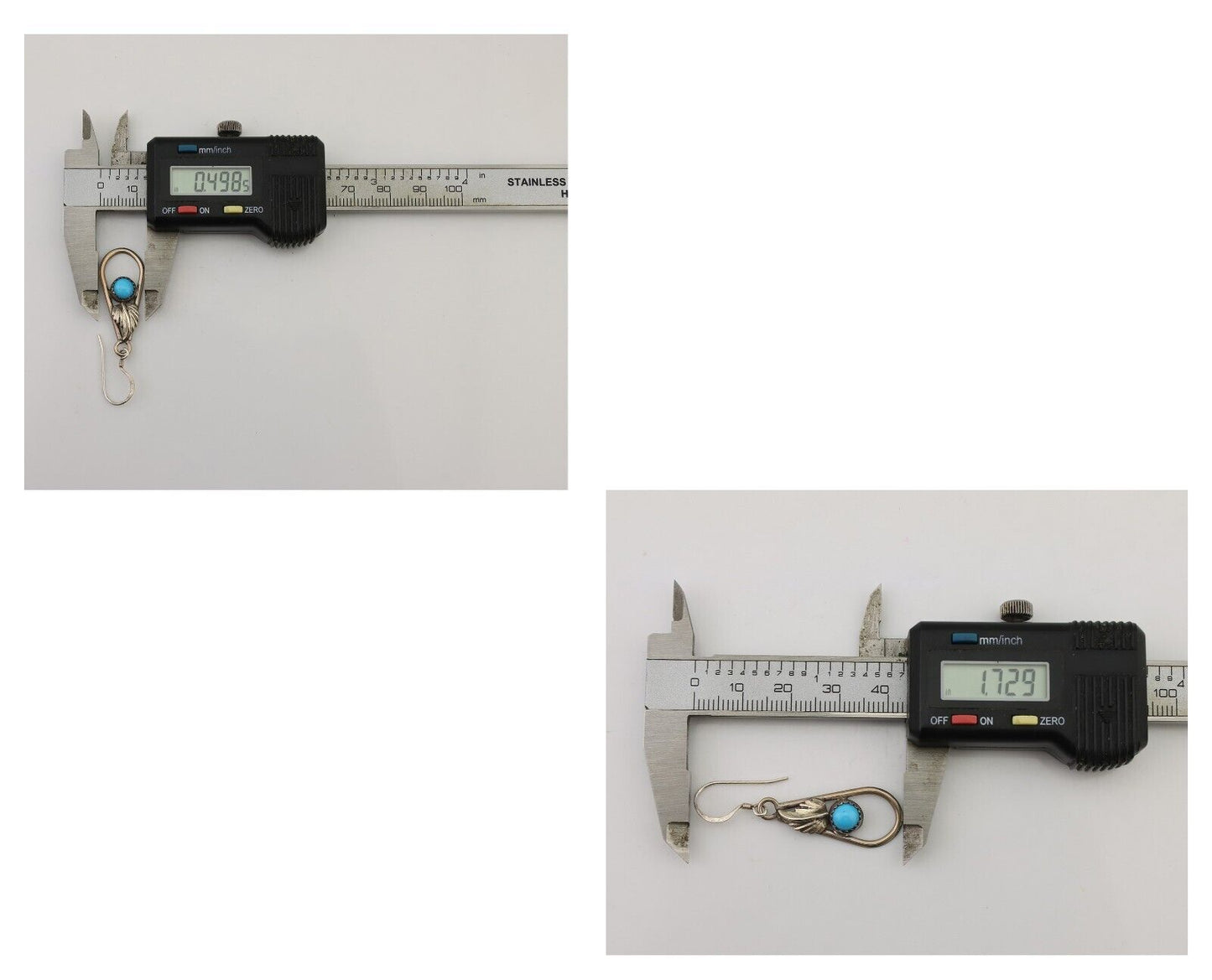 Navajo Dangle Earrings 925 Silver Sleeping B Turquoise Native Artist C.80's