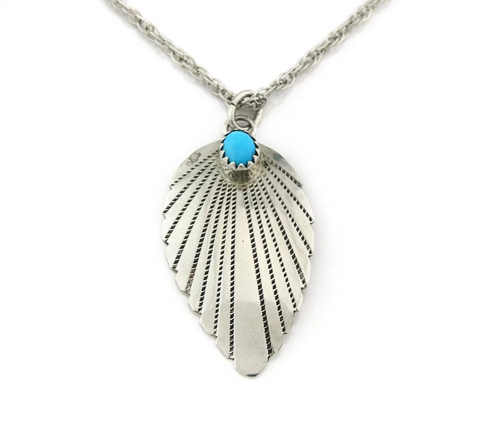 Navajo Necklace 925 Sterling Silver Turquoise Vintage Artist Signed KF