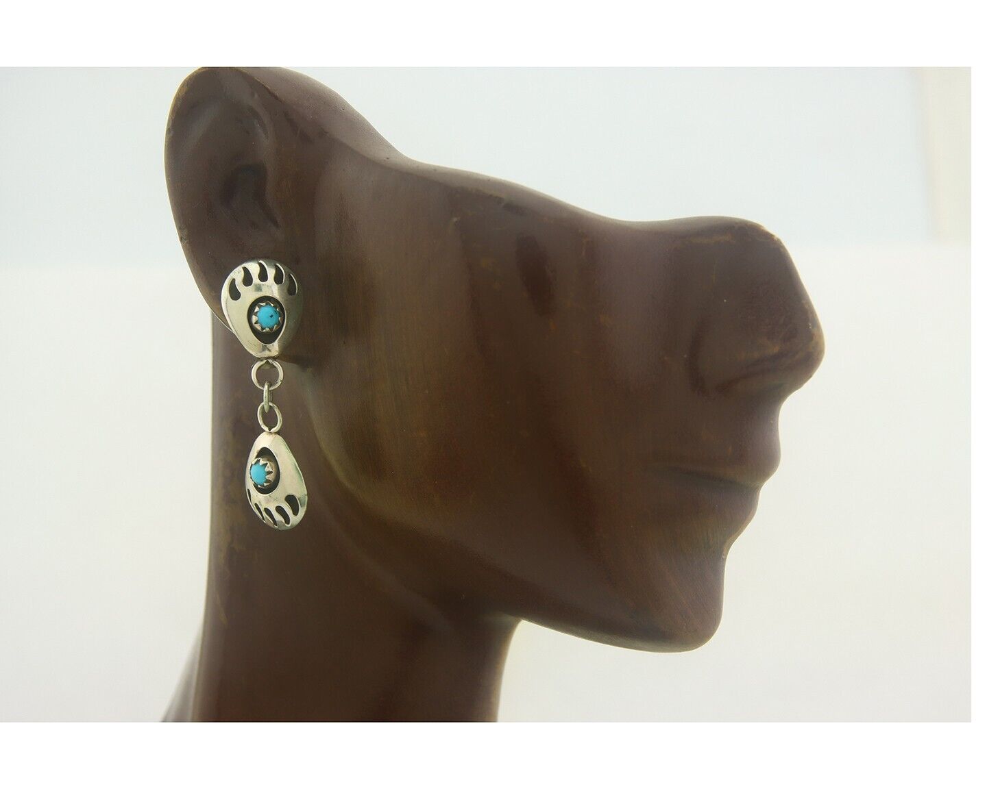 Navajo Earrings 925 Silver Natural Turquoise Native American Artist C80s