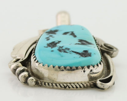 Navajo Pendant 925 Silver Sleeping B Turquoise Signed Justin Morris C.80's
