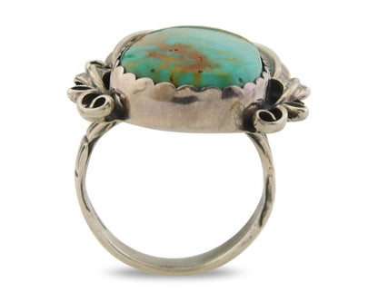 Navajo Ring 925 Sterling Natural Royston Turquoise Native Artist C.80's Size 7.0