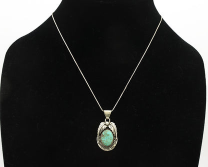 Navajo Kingman Turquoise Pendant .925 Silver Artist Signed Sunrise C.80's