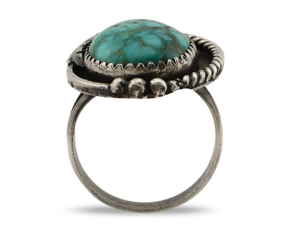 Navajo Handmade Ring 925 Silver spiderweb Turquoise Native Artist C.80's