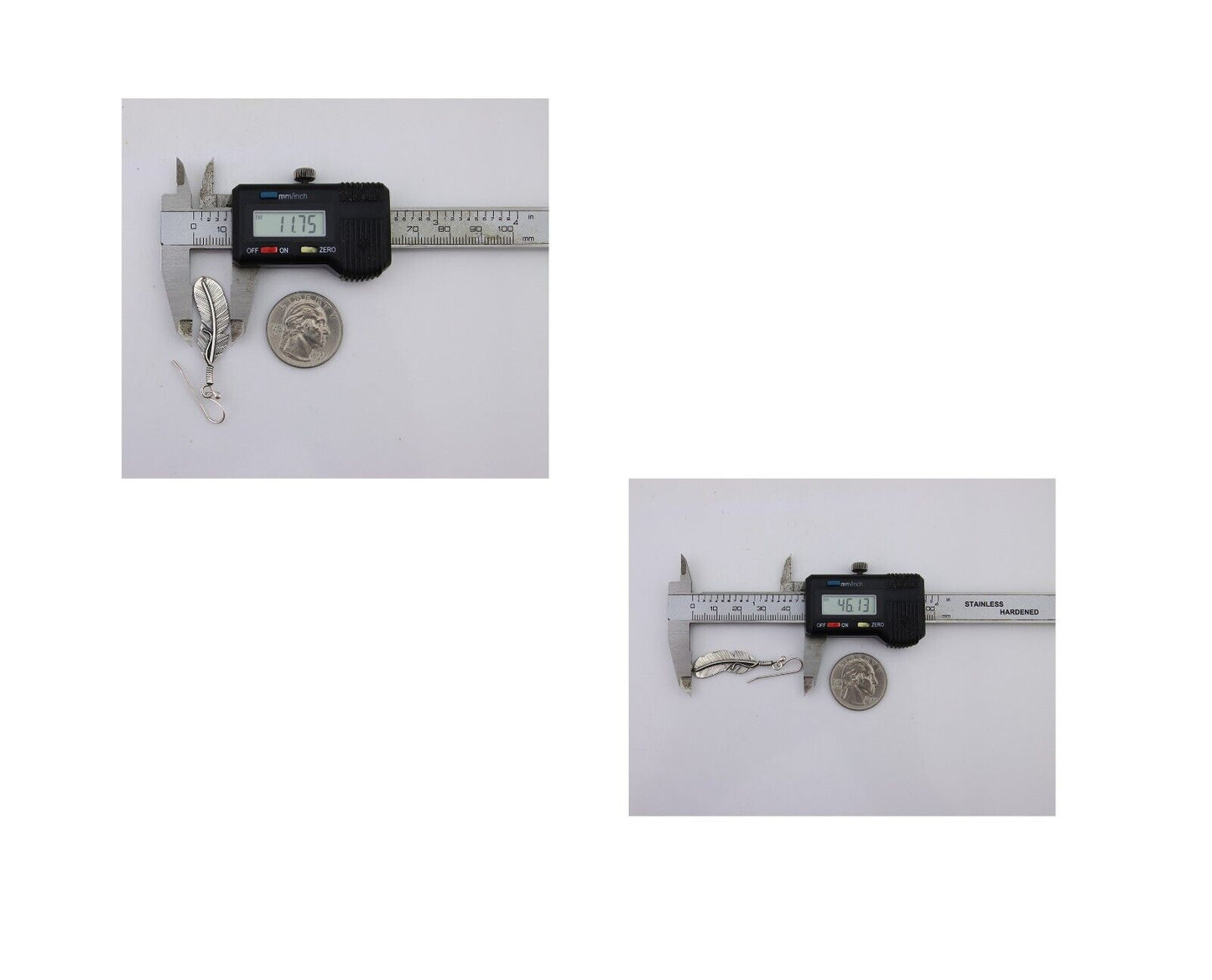 Navajo Eagle Feather Dangle Earrings 925 Silver Native American Artist C.80's