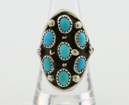 Navajo Handmade Ring 925 Silver Kingman Turquoise Artist Signed L Henderson C80s