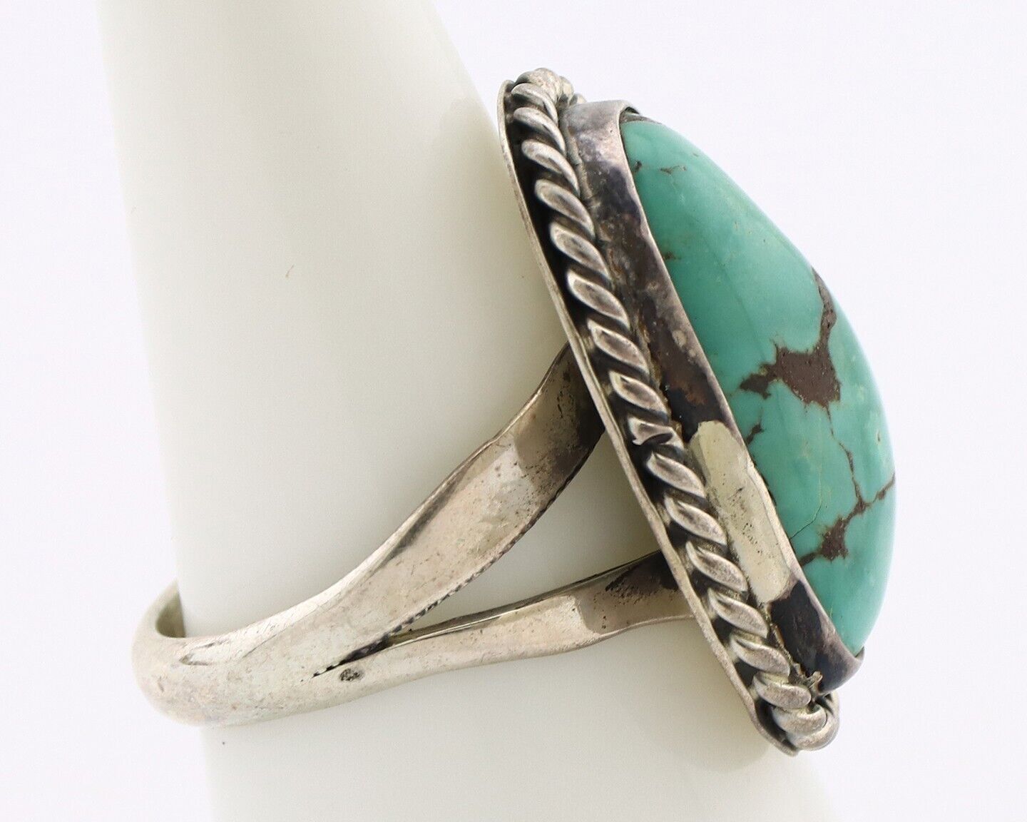 Navajo Ring 925 Silver Blue Turquoise Artist Signed N C.80's