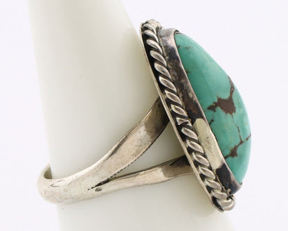 Navajo Ring 925 Silver Blue Turquoise Artist Signed N C.80's