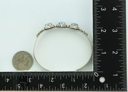 Navajo Cuff Bracelet 925 Sterling Silver Vintage Turquoise Running Bear