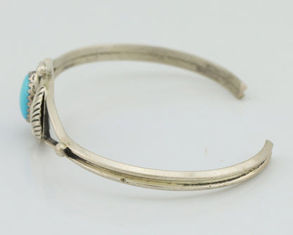 Navajo Bracelet 925 Silver Sleeping Beauty Turquoise Native American Artist C80s