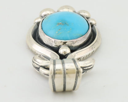 Navajo Pendant 925 Silver Natural Turquoise Artist Signed RB C.80's