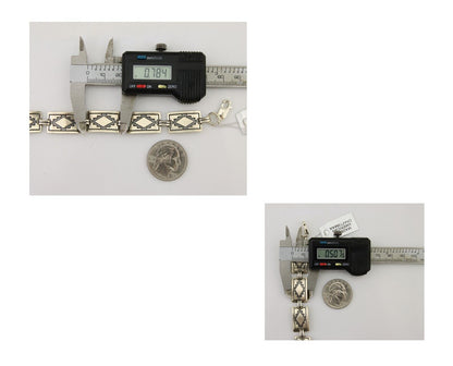 Navajo Hamdmade Link Bracelet 925 Silver Native American Artist C.80's