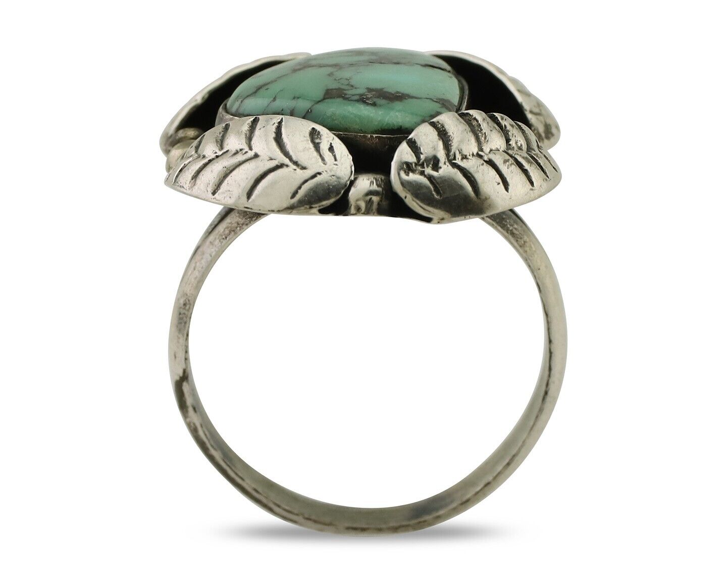 Navajo Ring 925 Silver Natural Turquoise Native American Artist C.80's
