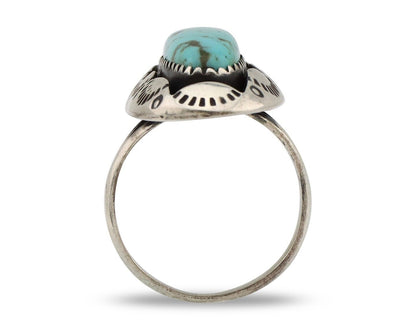 Navajo Ring 925 Silver Natural Kingman Turquoise Native American Artist C.80's