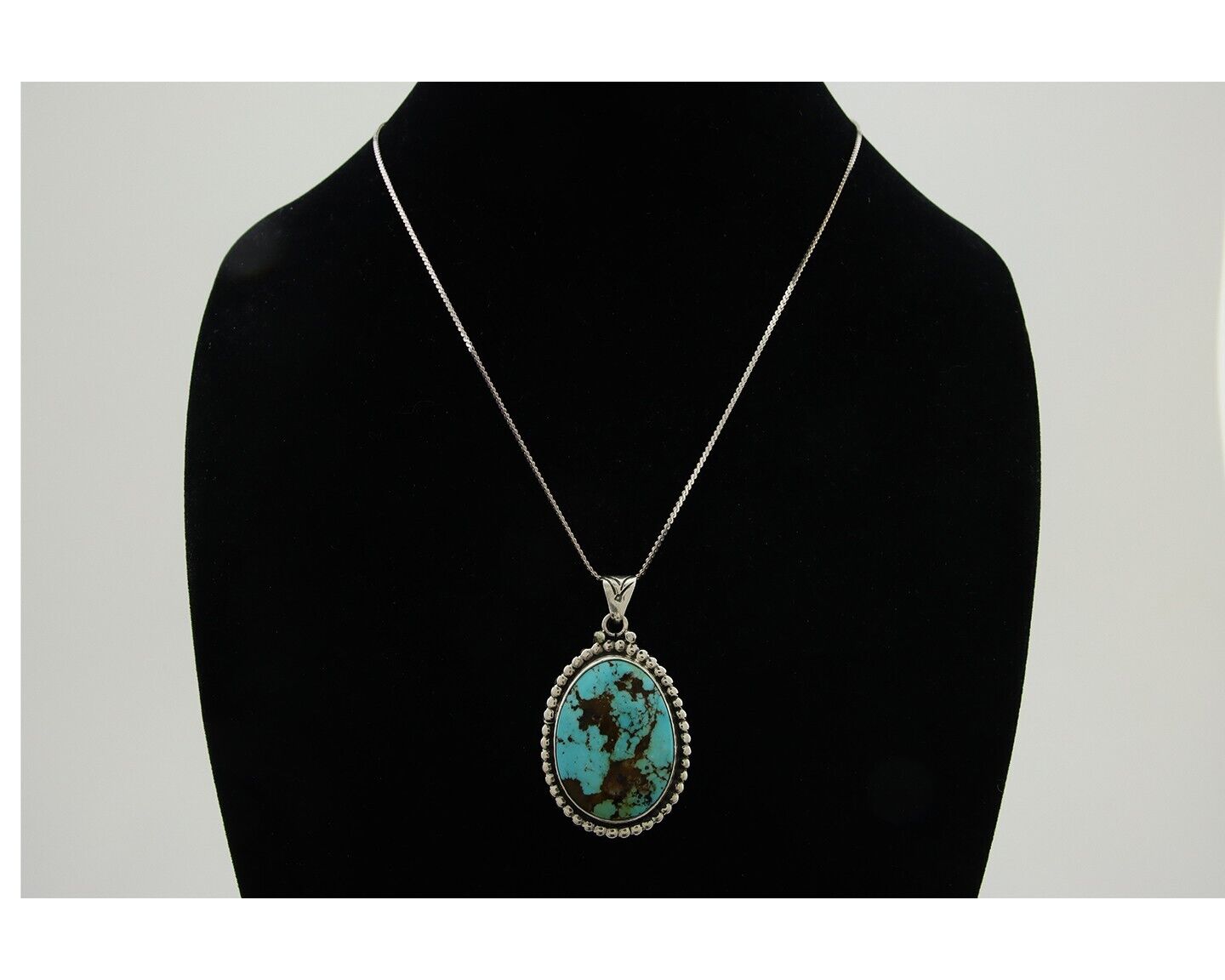 Navajo Necklace 925 Silver Natural Blue Turquoise Artist Signed M Montoya C.80's