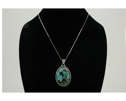 Navajo Necklace 925 Silver Natural Blue Turquoise Artist Signed M Montoya C.80's