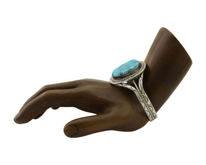 Navajo Morenci Turquoise Bracelet 925 Silver Artist Native American C.80's