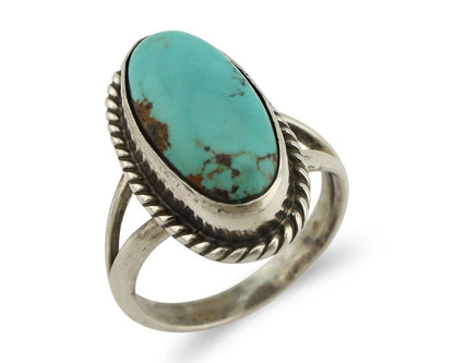 Navajo Ring 925 Silver Kingman Turquoise Native American Artist C.80's
