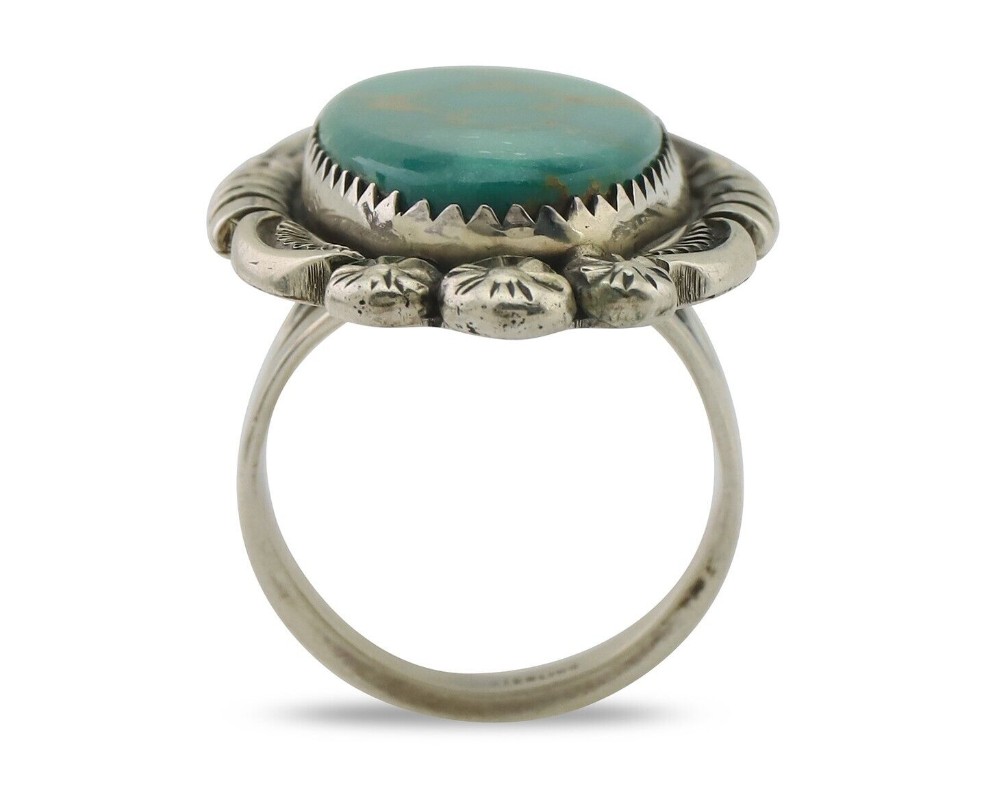 Navajo Ring 925 Silver Blue Gem Turquoise Native American Artist C.80's