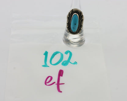 Navajo Ring 925 Silver Natural Turquoise Native American Artist Size 6.0 C.80's