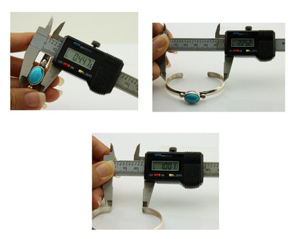 Navajo Cuff Bracelet Blue Turquoise 925 Silver Native American Artist C.80's