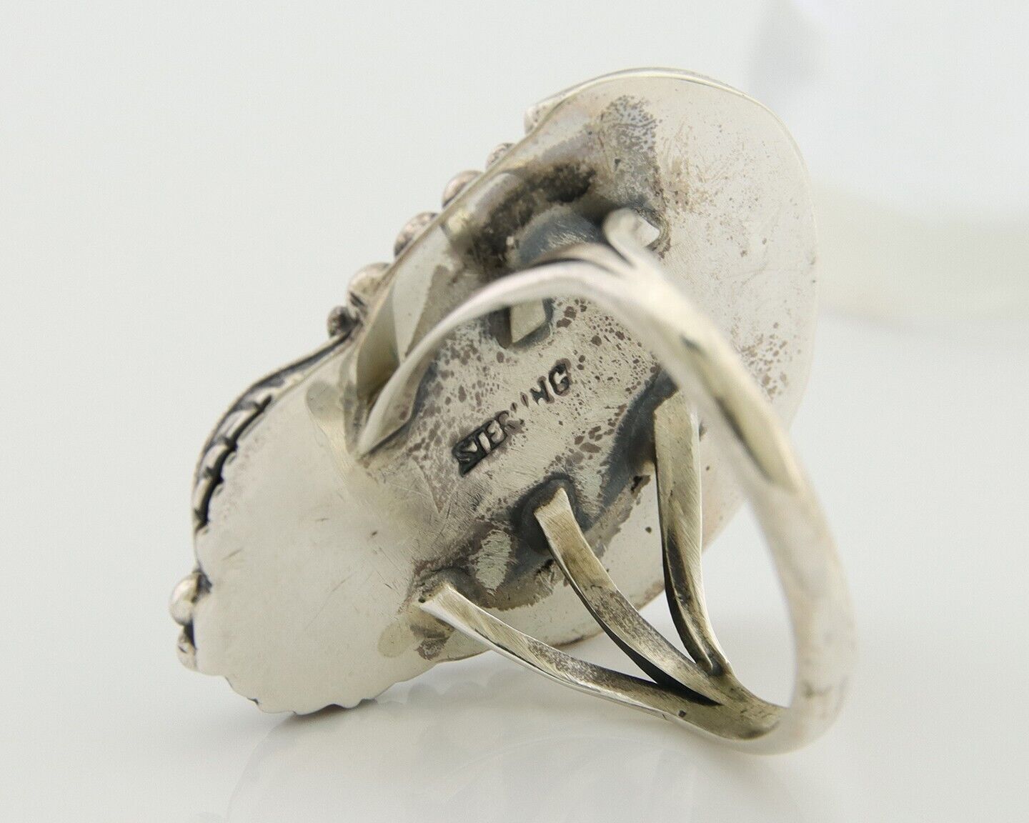 Navajo Ring 925 Silver Natural Blue Turquoise Native American Artist C.80's