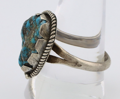 Navajo Ring 925 Silver Natural Blue Turquoise Native American Artist C.80's
