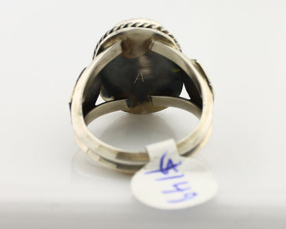 Navajo Ring 925 Silver Lapis Hand Stamped Native American Artist C.80's