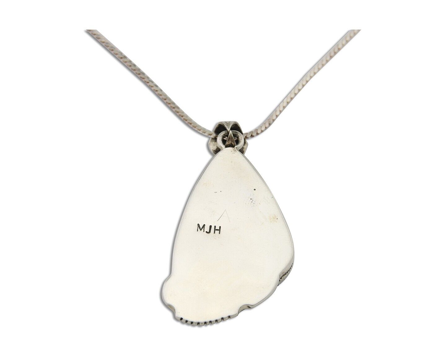 Navajo Heart Necklace 925 Silver Natural Turquoise Artist Signed C.80's