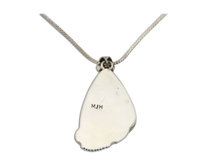 Navajo Heart Necklace 925 Silver Natural Turquoise Artist Signed C.80's