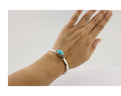 Navajo Cuff Bracelet 925 Silver Natural Blue Turquoise Native American C.80's