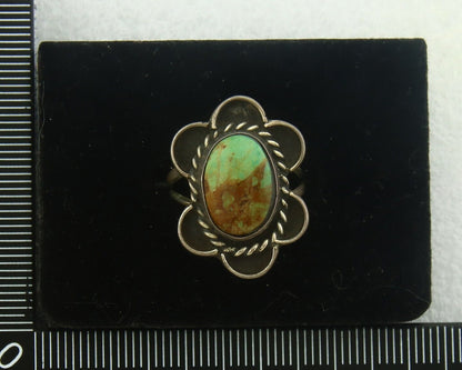 Navajo Ring 925 Sterling Natural Blue Turquoise Native Artist C.80's Size 5.75