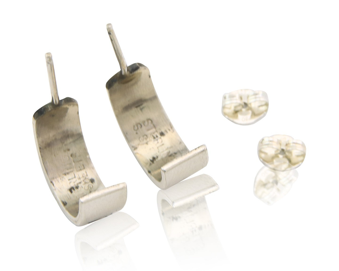 Navajo Earrings Sterling Silver & Gold Vintage Handmade Signed S Skeets