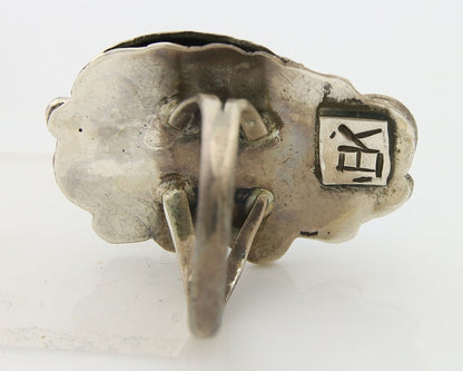 Navajo Ring .925 Sterling Blue Turquoise Artist Signed EK C.80's