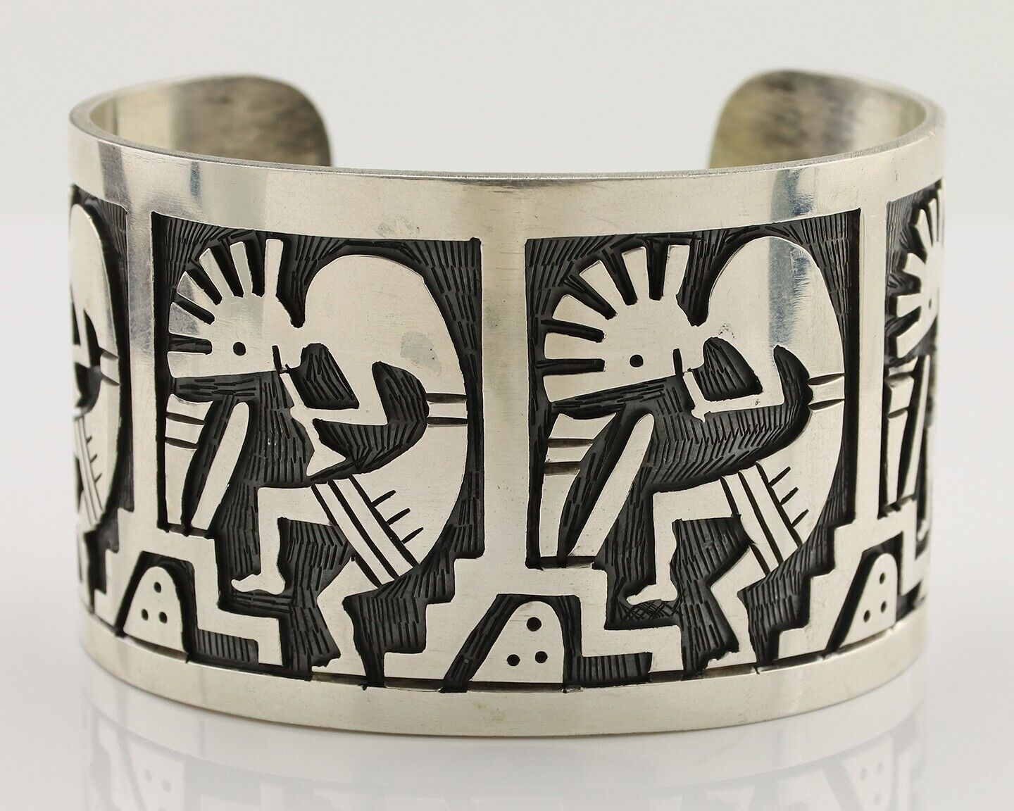 Navajo Kokopelli Bracelet 925 Silver Native American Artist Handmade C.80's