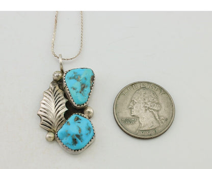 Zuni Necklace 925 Silver Blue Turquoise Artist Signed EMY C.80's