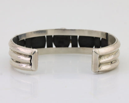 Navajo Cuff Bracelet 925 Silver Natural Blue Turquoise Signed M Montoya C.80's