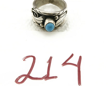 Navajo Ring .925 Silver Handmade Sleeping Beauty Turquoise Signed ELA C.80's