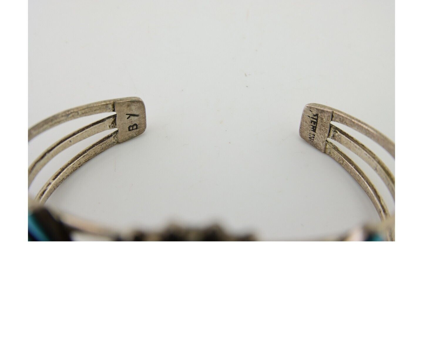 Men Navajo Bracelet 925 Silver Natural Blue Turquoise Signed Benson Yazzie C80s