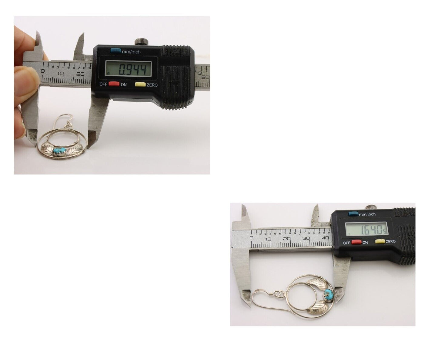 Navajo Handmade Dangle Earrings 925 Silver Blue Turquoise Native Artist C.80's