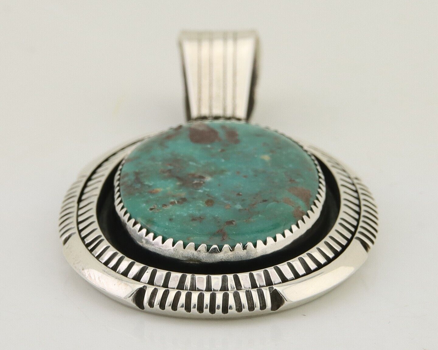Navajo Pendant 925 Silver Natural Turquoise Artist Signed Lidia Begay C.80's