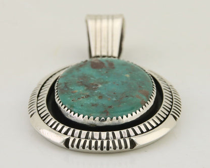 Navajo Pendant 925 Silver Natural Turquoise Artist Signed Lidia Begay C.80's
