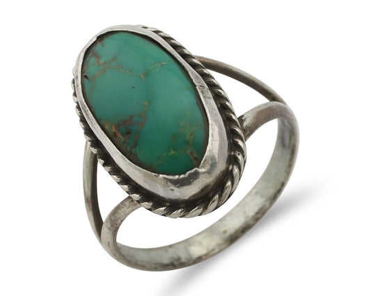 Navajo Ring .925 Silver Natural Kingman Turquoise Native American Signed C.80's
