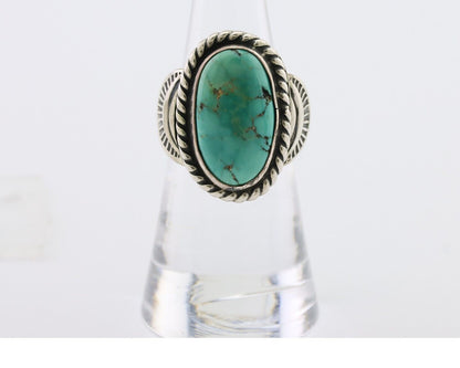 Navajo Ring 925 Silver Natural Turquoise Signed M Montoya Size 6.5 C.80's
